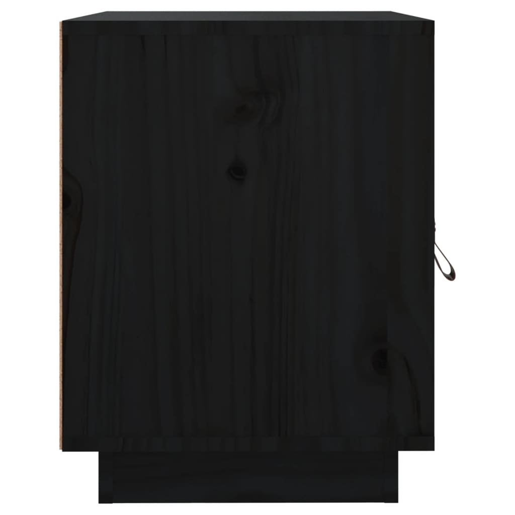 Nachttische 2 Stk. Schwarz 40x34x45 cm Massivholz Kiefer